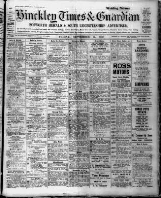 cover page of Hinckley Times published on September 17, 1937