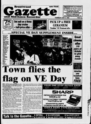 cover page of Brentwood Gazette published on May 4, 1995