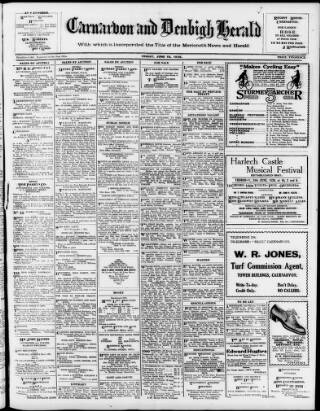 cover page of Caernarvon & Denbigh Herald published on June 18, 1926