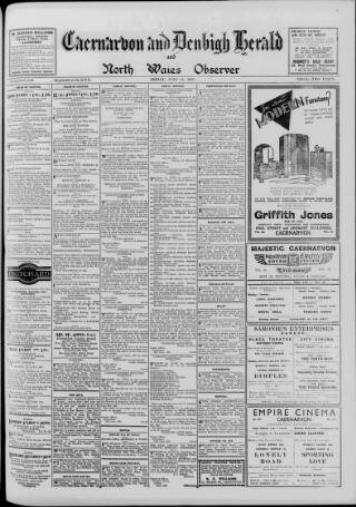 cover page of Caernarvon & Denbigh Herald published on June 18, 1937