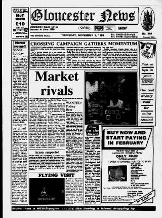 cover page of Gloucester News published on November 2, 1989