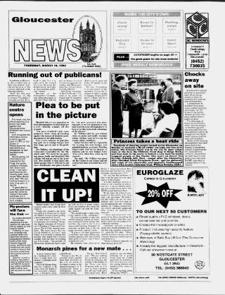 cover page of Gloucester News published on March 19, 1992