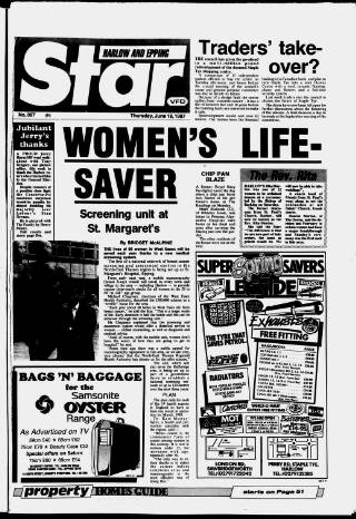 cover page of Harlow Star published on June 18, 1987