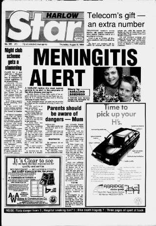 cover page of Harlow Star published on August 2, 1990