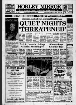 cover page of Horley & Gatwick Mirror published on September 17, 1987