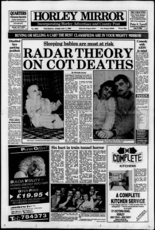 cover page of Horley & Gatwick Mirror published on February 2, 1989