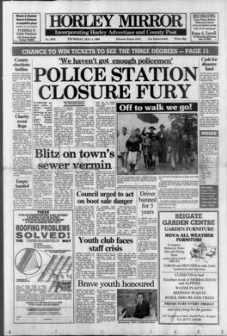 cover page of Horley & Gatwick Mirror published on May 4, 1989