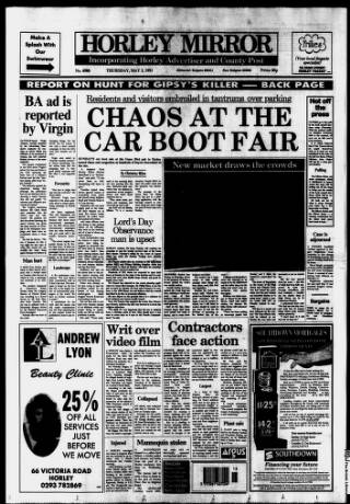 cover page of Horley & Gatwick Mirror published on May 2, 1991