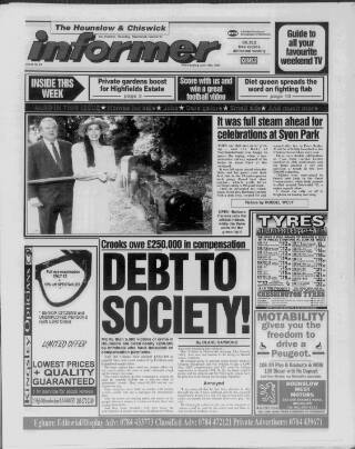 cover page of Hounslow & Chiswick Informer published on June 18, 1993