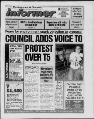 cover page of Hounslow & Chiswick Informer published on September 17, 1993