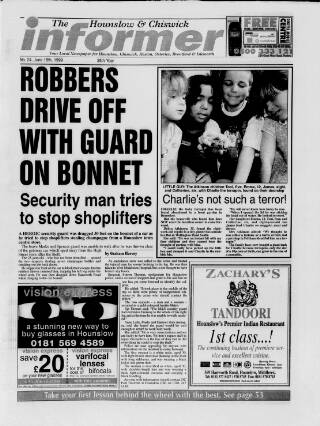 cover page of Hounslow & Chiswick Informer published on June 18, 1999