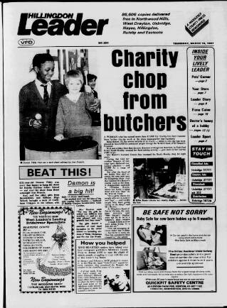 cover page of Uxbridge Leader published on March 19, 1987