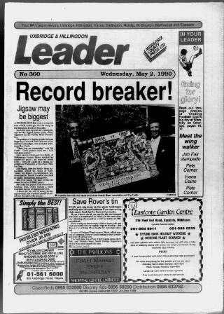 cover page of Uxbridge Leader published on May 2, 1990