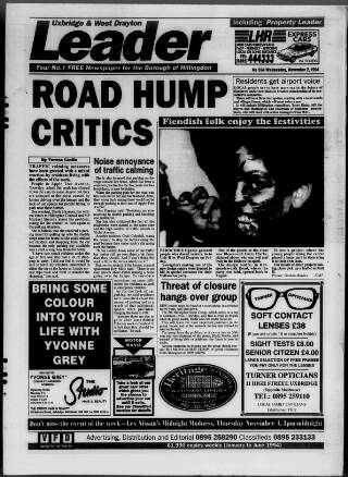 cover page of Uxbridge Leader published on November 2, 1994