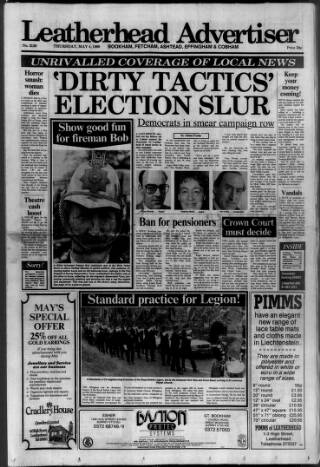 cover page of Leatherhead Advertiser published on May 4, 1989