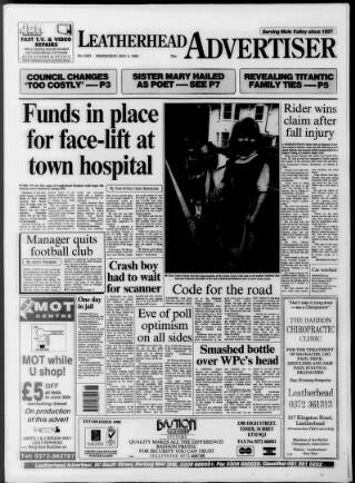 cover page of Leatherhead Advertiser published on May 4, 1994
