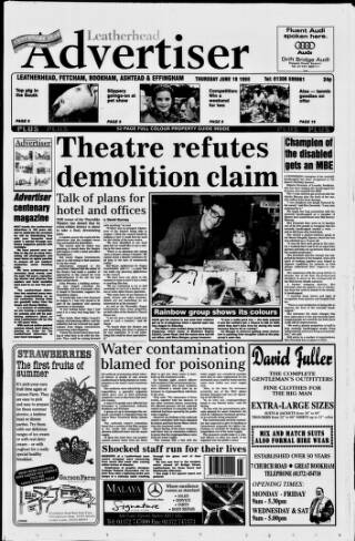 cover page of Leatherhead Advertiser published on June 18, 1998