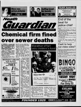 cover page of Neath Guardian published on June 18, 1998