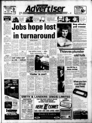 cover page of Skelmersdale Advertiser published on June 18, 1987