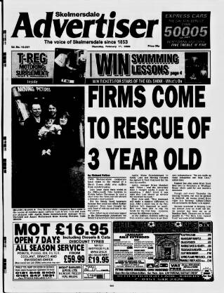 cover page of Skelmersdale Advertiser published on February 11, 1999