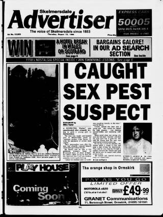 cover page of Skelmersdale Advertiser published on August 12, 1999