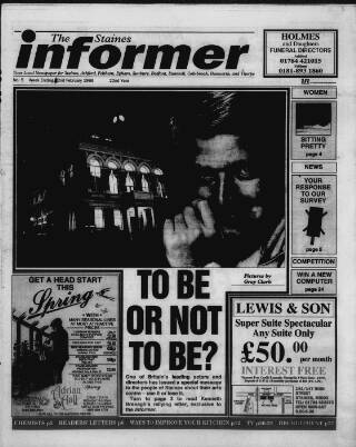 cover page of Staines Informer published on February 2, 1996