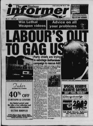 cover page of Staines Informer published on March 19, 1999