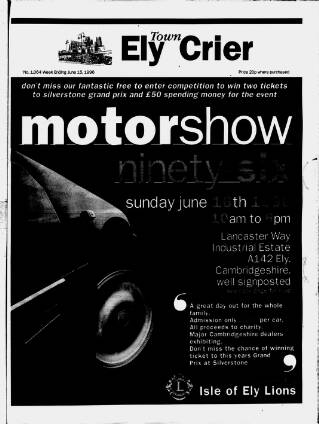 cover page of Ely Town Crier published on June 15, 1996