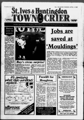 cover page of Huntingdon Town Crier published on April 4, 1987