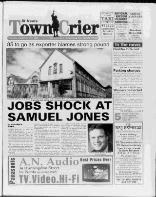 cover page of St Neots Town Crier published on September 17, 1998