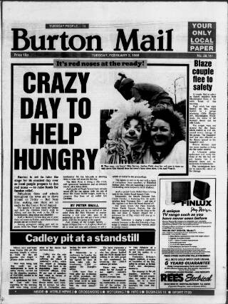 cover page of Burton Daily Mail published on February 2, 1988