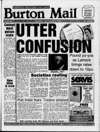 cover page of Burton Daily Mail published on September 17, 1992