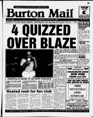 cover page of Burton Daily Mail published on August 2, 1995