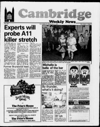 cover page of Cambridge Weekly News published on March 19, 1987