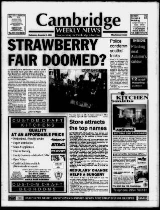 cover page of Cambridge Weekly News published on November 2, 1994