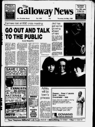 cover page of Galloway News and Kirkcudbrightshire Advertiser published on May 2, 1996