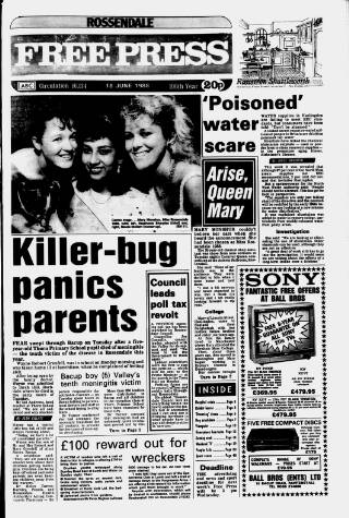cover page of Rossendale Free Press published on June 18, 1988