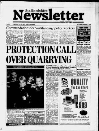 cover page of Uttoxeter Newsletter published on September 17, 1998