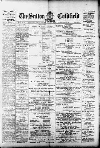 cover page of Sutton Coldfield News published on June 18, 1904