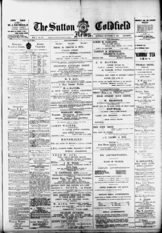 cover page of Sutton Coldfield News published on September 17, 1904