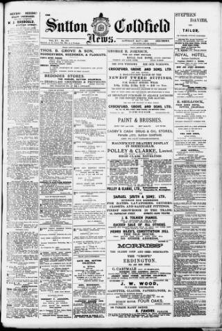 cover page of Sutton Coldfield News published on May 4, 1907