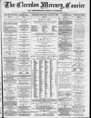 cover page of Clevedon Mercury published on August 2, 1884