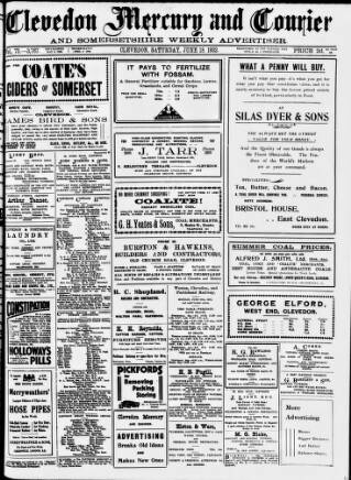 cover page of Clevedon Mercury published on June 18, 1932