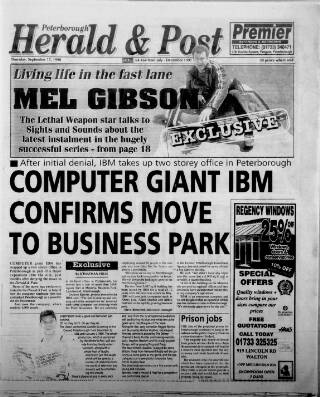 cover page of Peterborough Herald & Post published on September 17, 1998