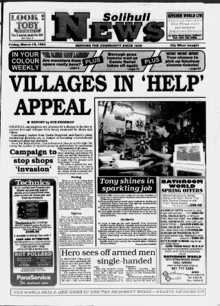 cover page of Solihull News published on March 19, 1993
