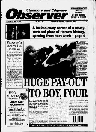 cover page of Stanmore Observer published on May 2, 1996