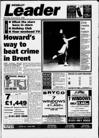 cover page of Wembley Leader published on November 2, 1995