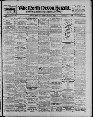 cover page of North Devon Herald published on April 4, 1901
