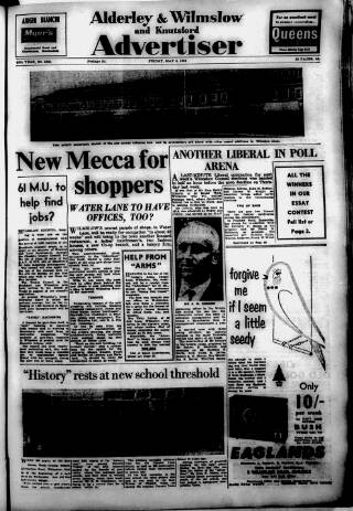 cover page of Alderley & Wilmslow Advertiser published on May 4, 1962