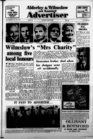 cover page of Alderley & Wilmslow Advertiser published on June 18, 1965
